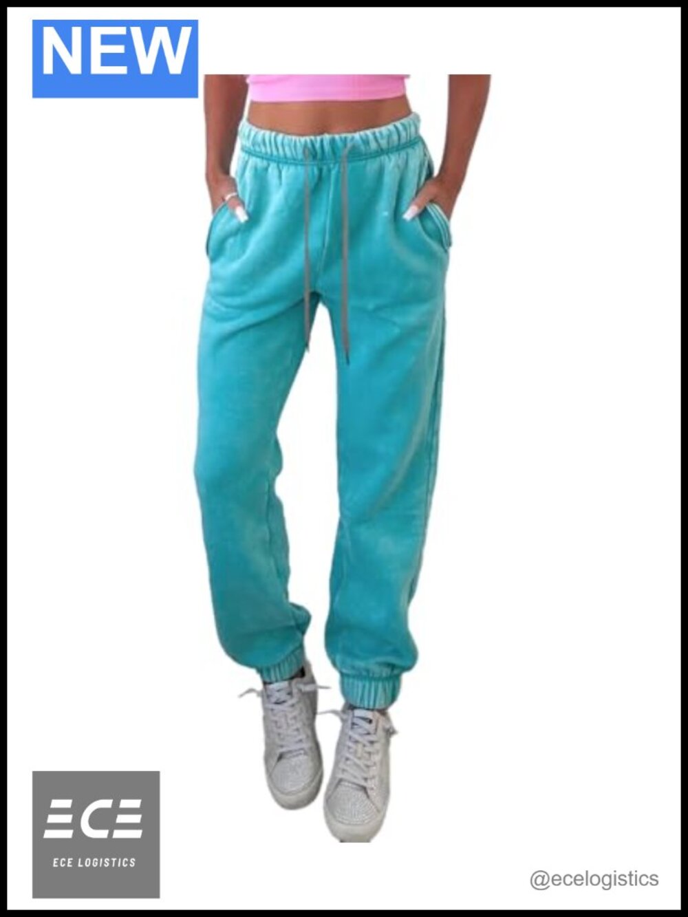 High Waisted Fleece Joggers Cinch Bottom Lounge Pants Cotton Blend with Pockets